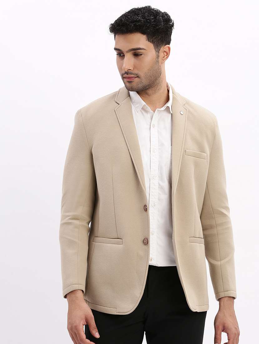 men's solid notched lapel single breasted blazer
