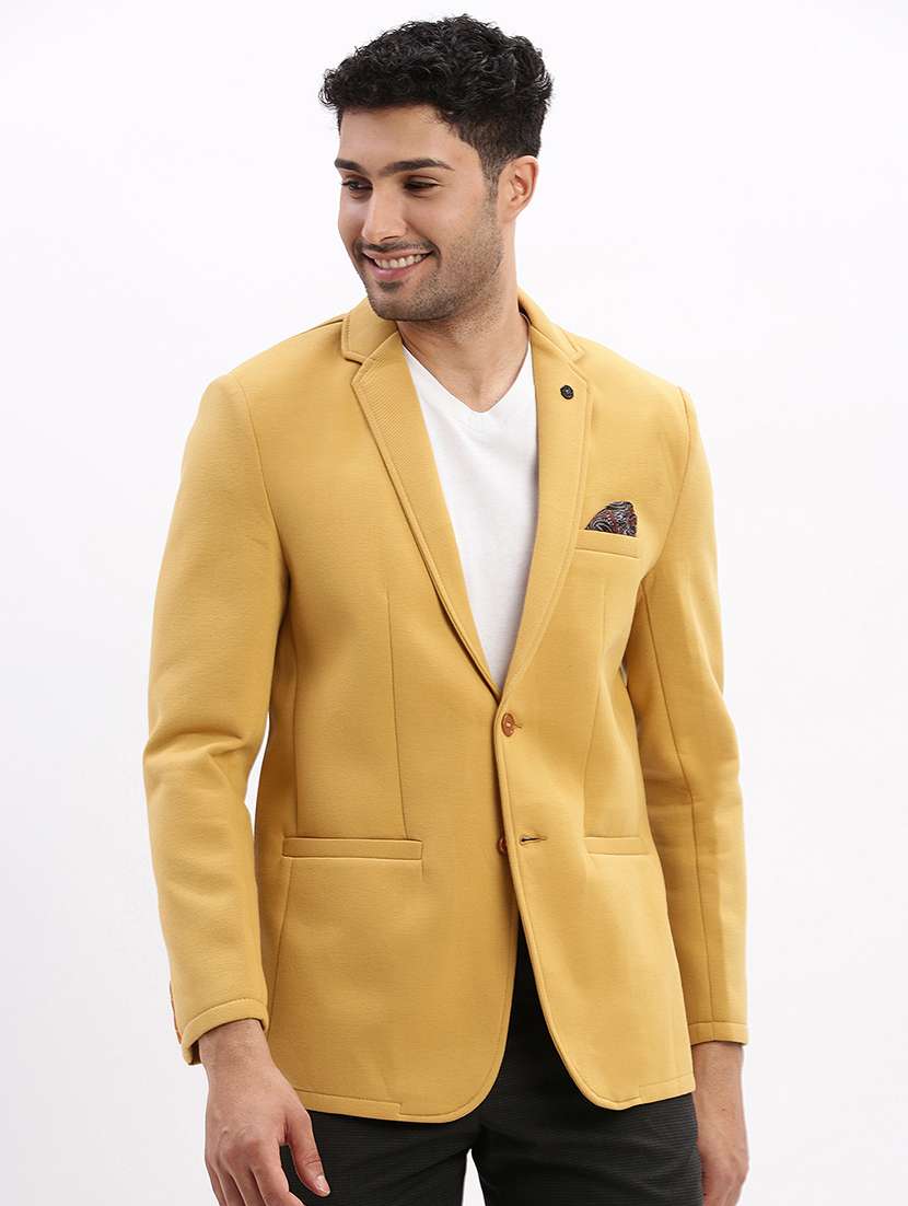 men's solid notched lapel single breasted blazer
