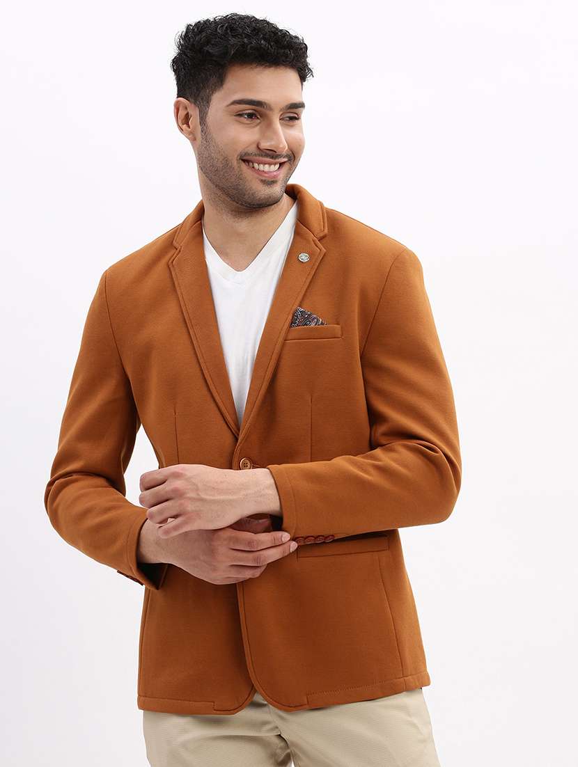 men's solid notched lapel single breasted blazer