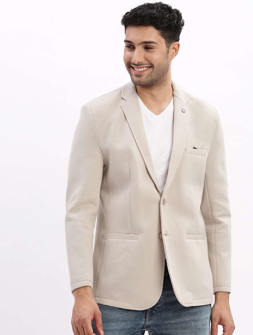 men's solid notched lapel single breasted blazer