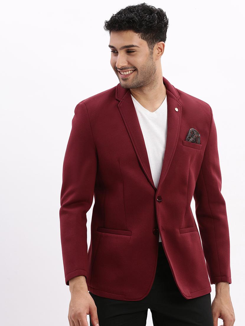 men's solid notched lapel single breasted blazer