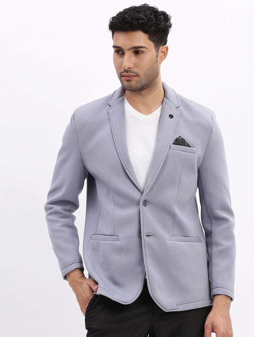men's solid notched lapel single breasted blazer