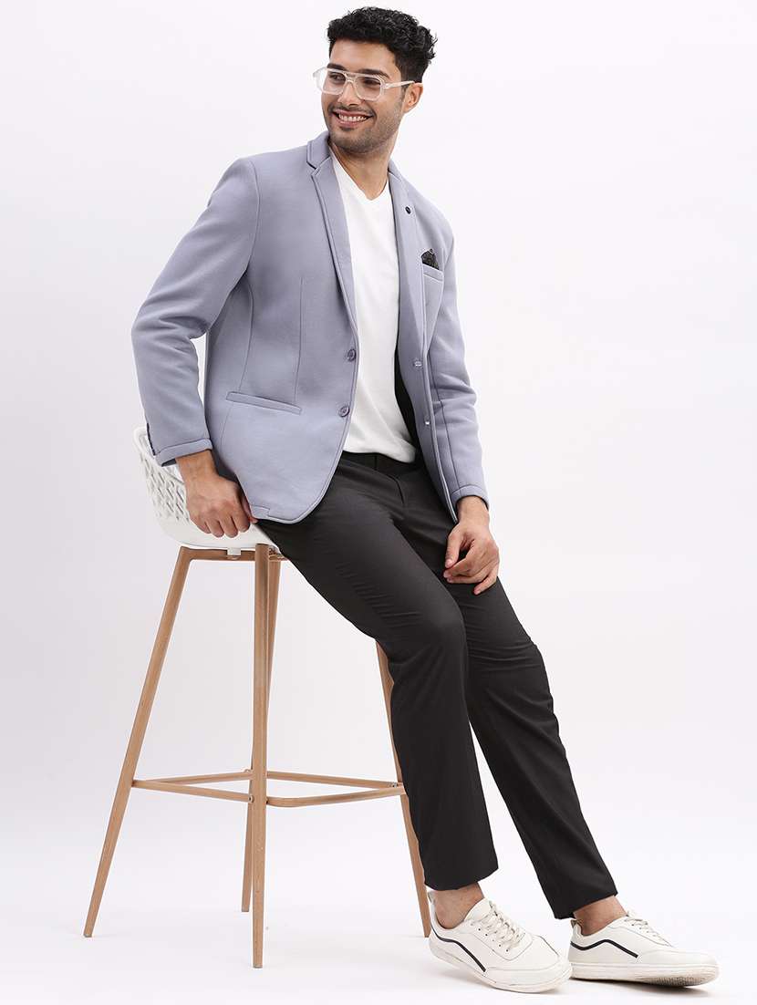 men's solid notched lapel single breasted blazer - 21276893 -  Standard Image - 5