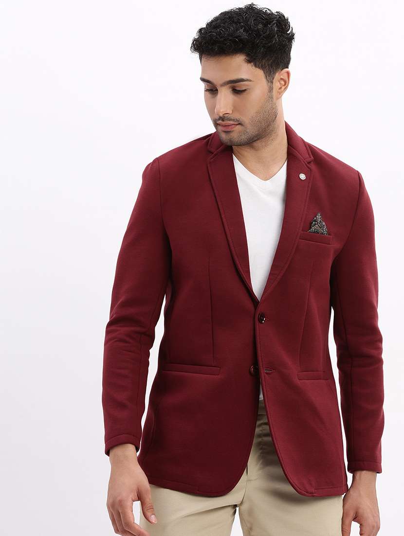 men's solid notched lapel single breasted blazer