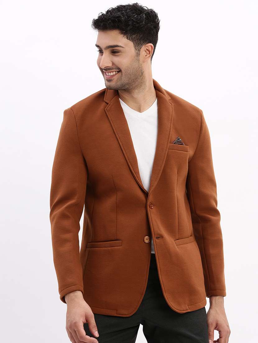 men's solid notched lapel single breasted blazer