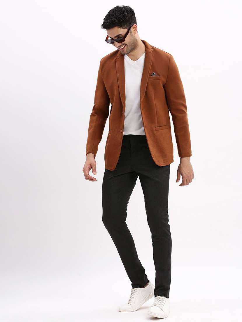 men's solid notched lapel single breasted blazer - 21276902 -  Standard Image - 5