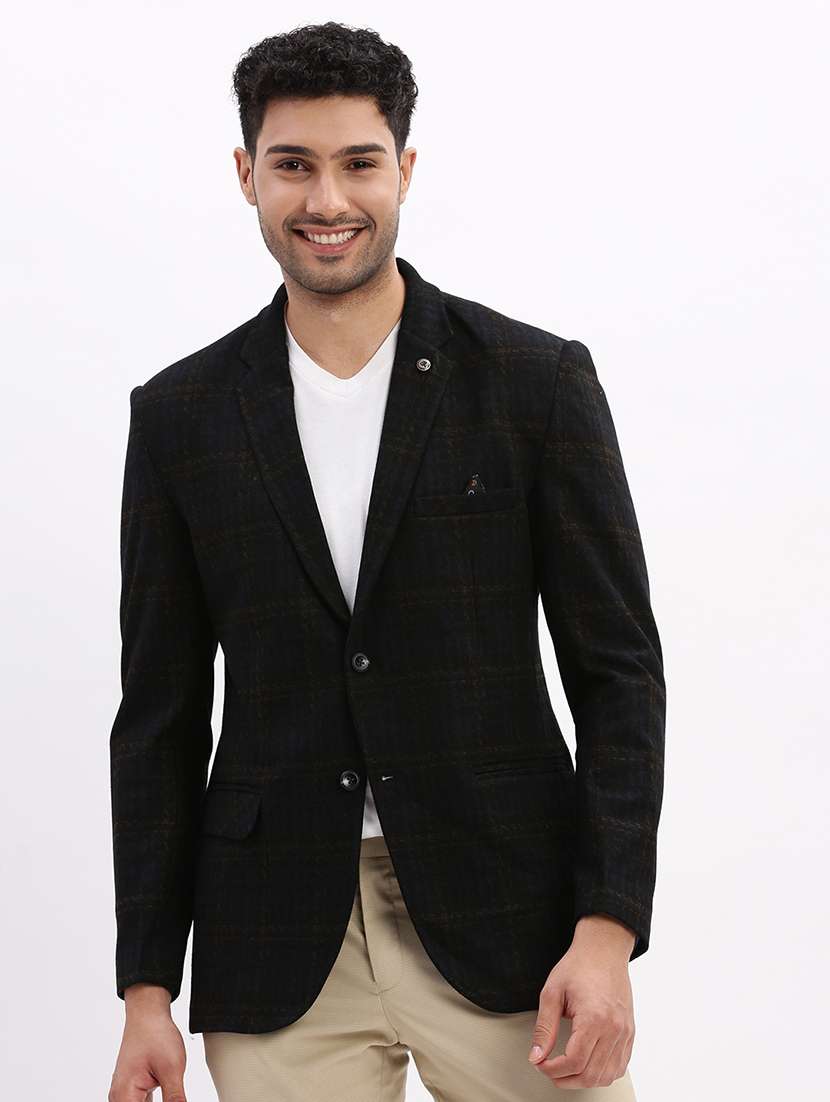 men's solid notched lapel single breasted blazer