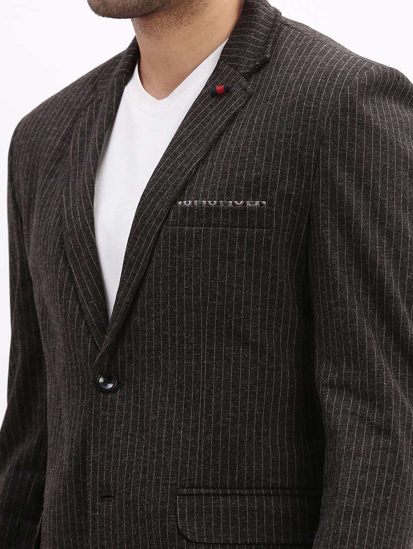 men's striped notched lapel single breasted blazer - 21276908 -  Standard Image - 5