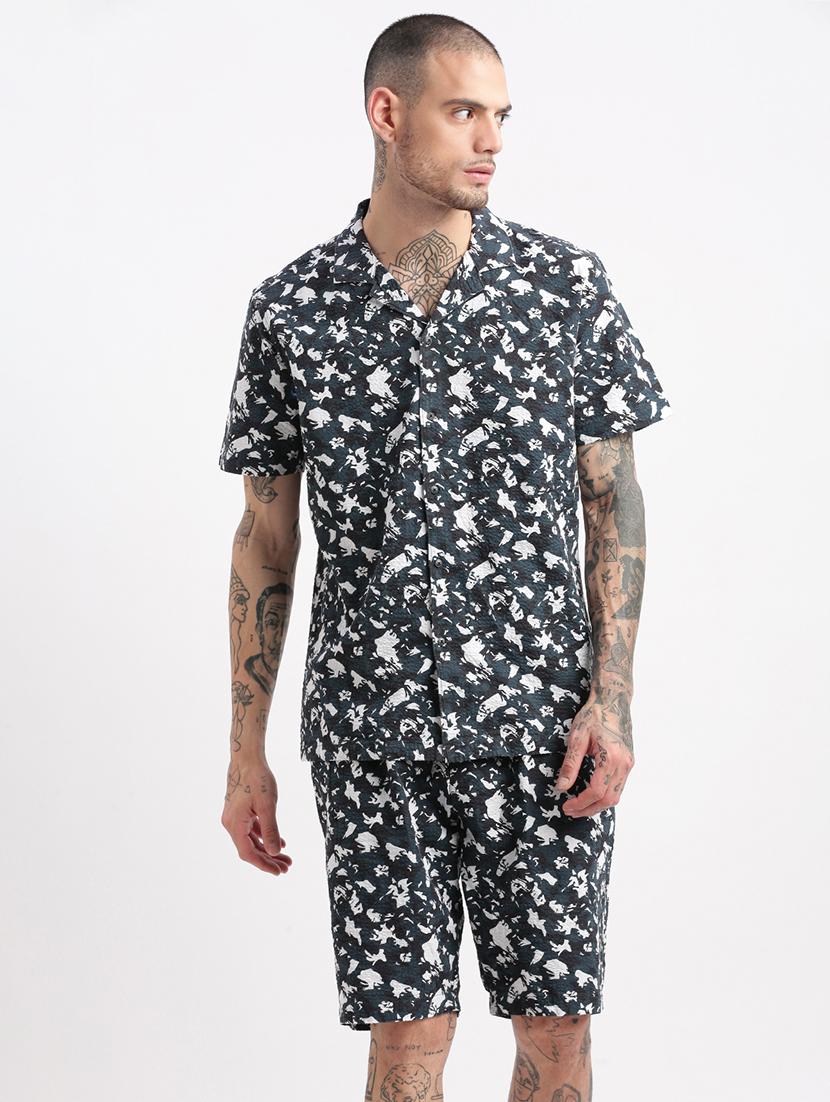 men printed cotton co-ord set
