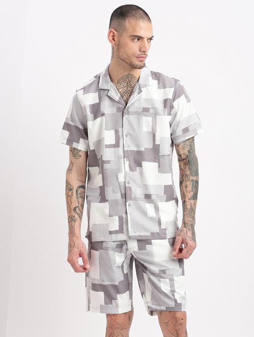 men printed cotton co-ord set - 21276952 - Standard Image - 0