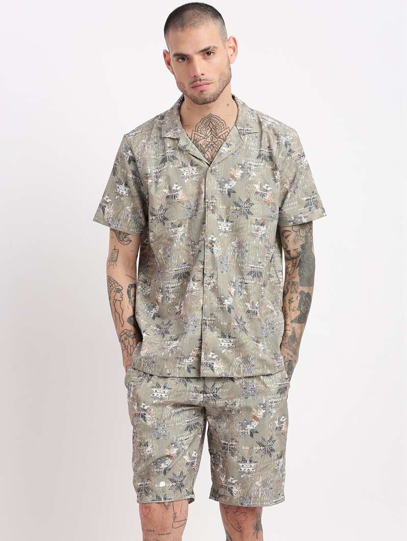 men printed cotton co-ord set