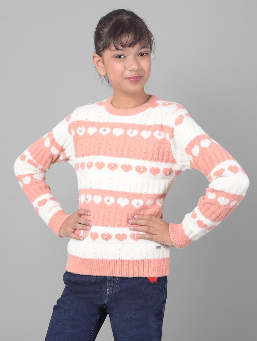 girls long sleeved self design sweater - 21277320 - Zoom Image - 0