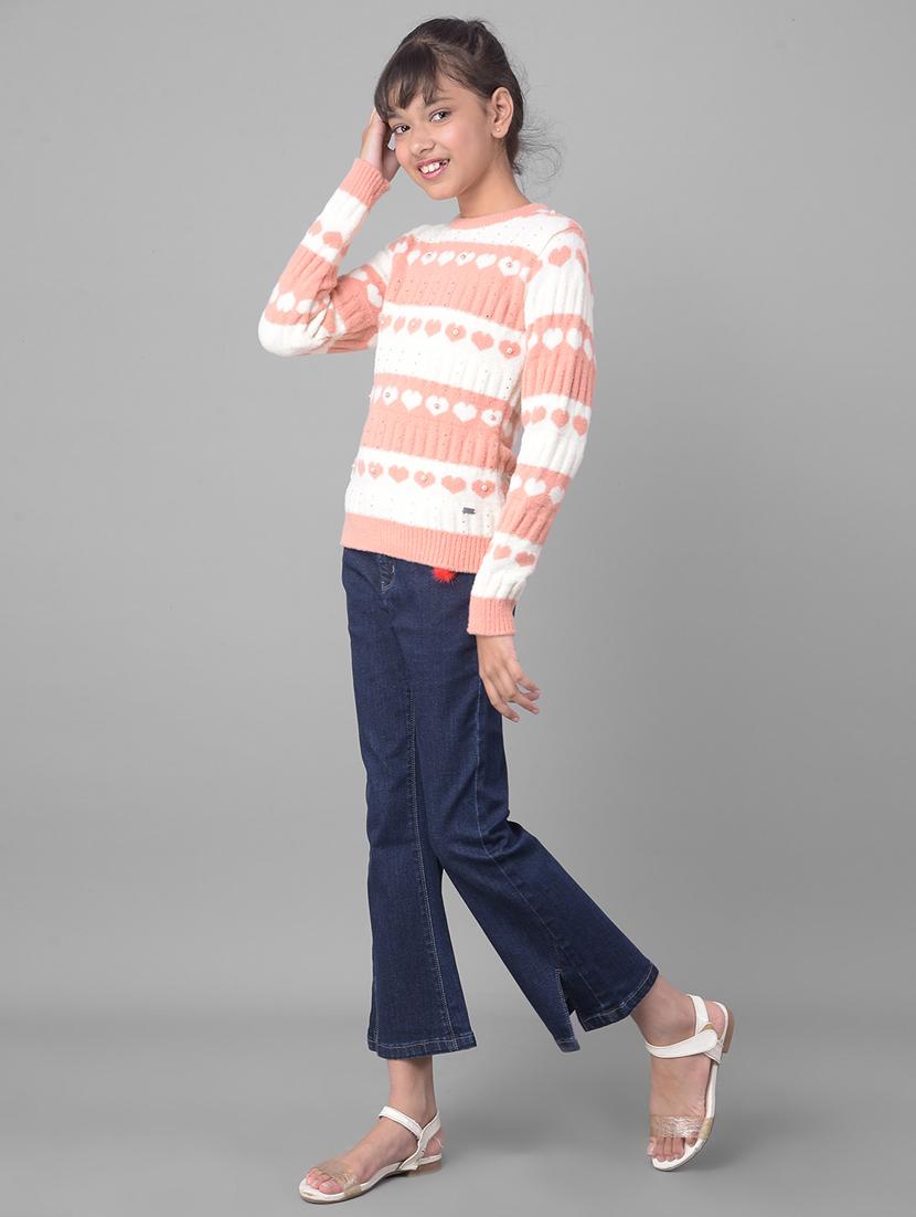 girls long sleeved self design sweater - 21277320 - Standard Image - 3