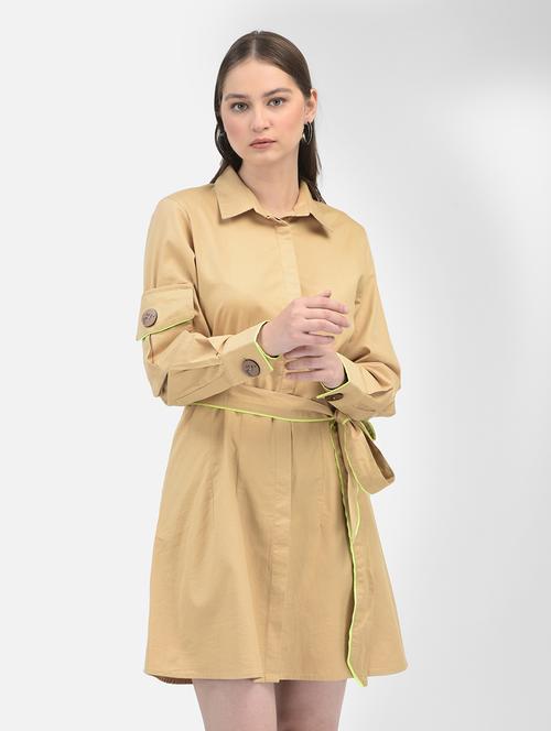 women khaki solids a-line dress - 21277332 - Standard Image - 0