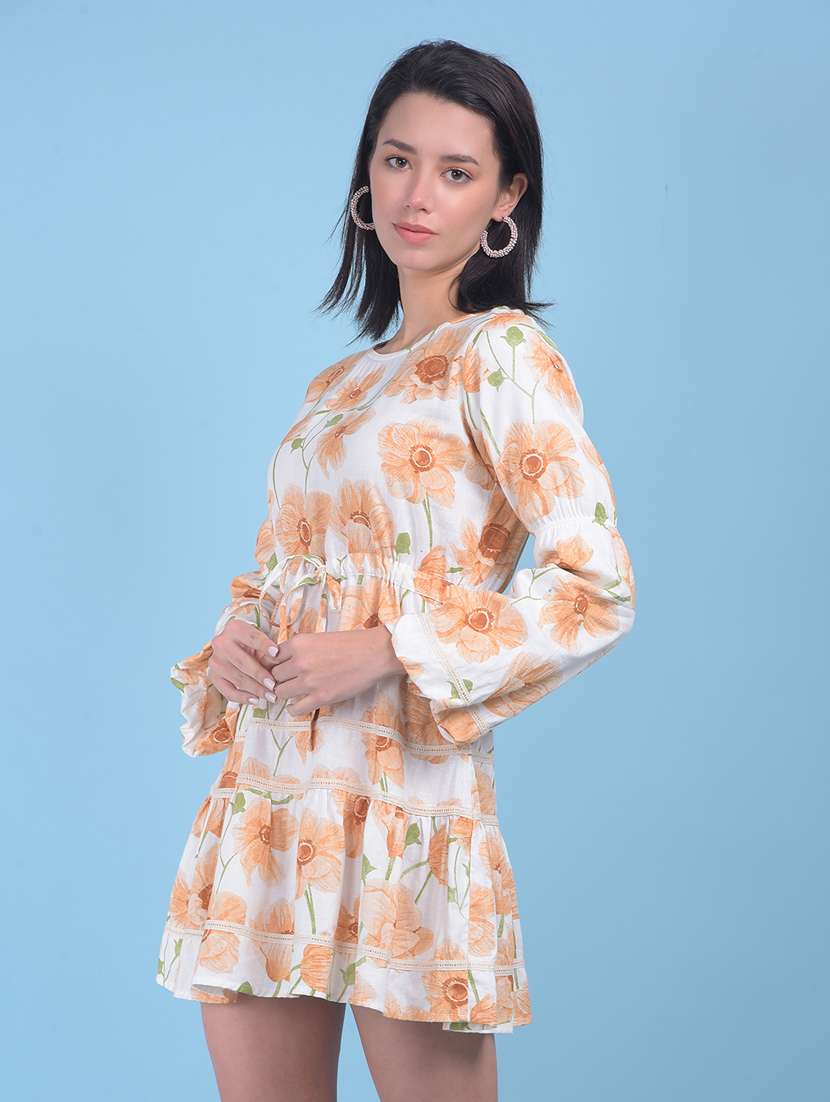 women florals printed a-line dress