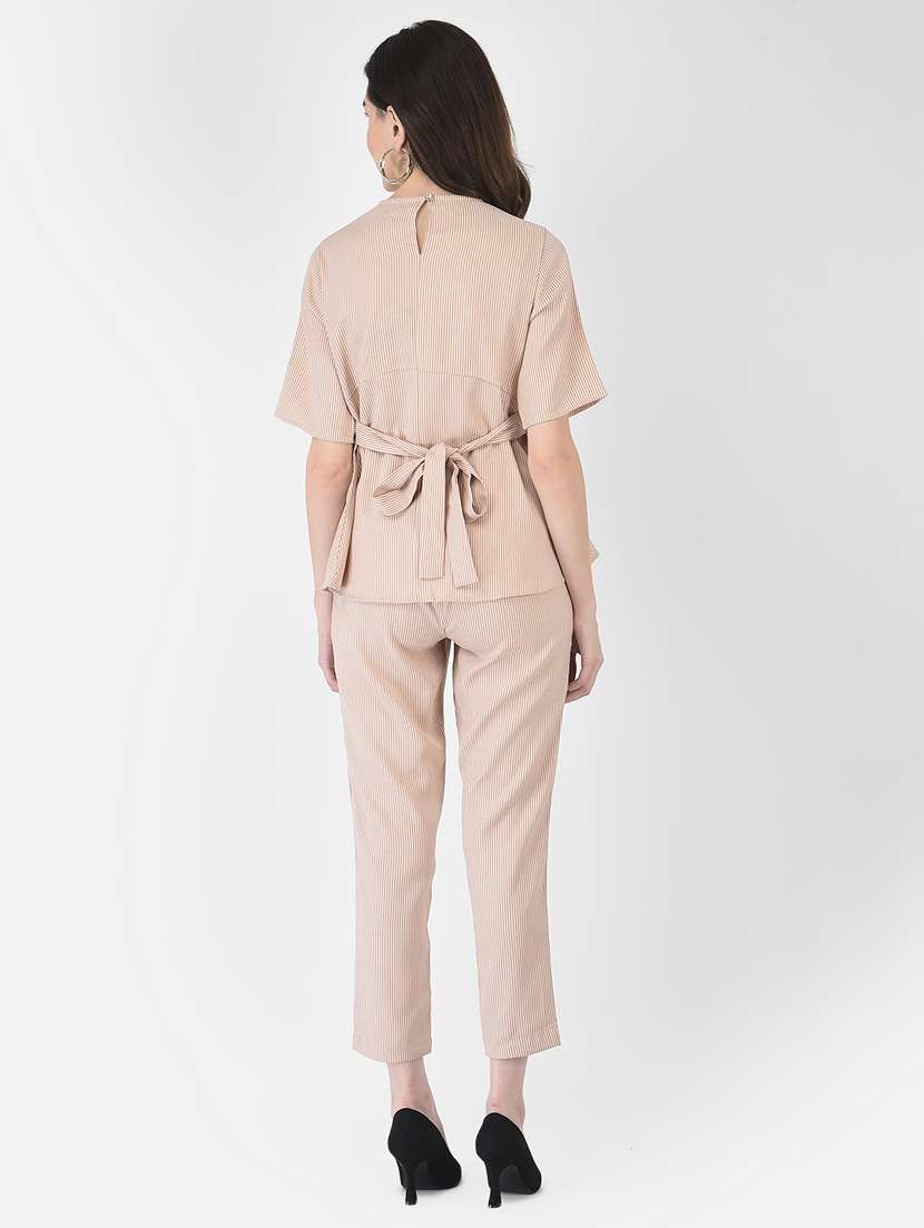 women beige top and trouser set co-ord - 21277343 -  Standard Image - 3