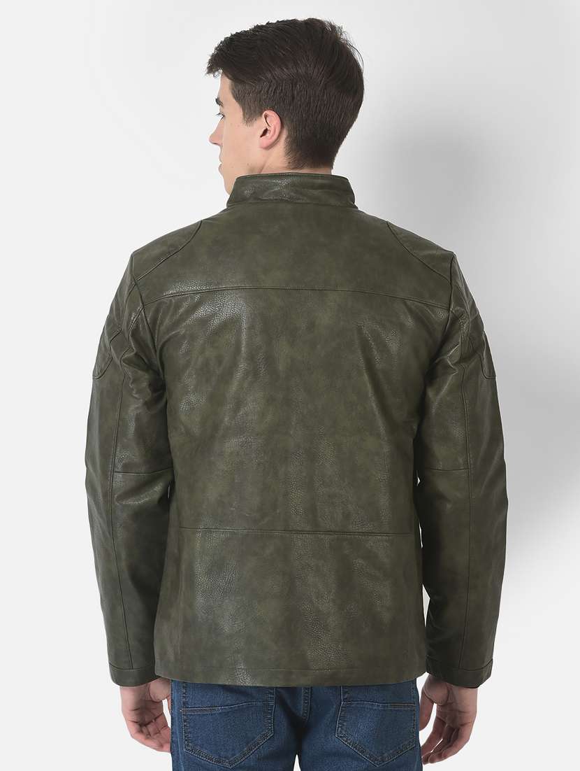 olive pu casual jacket - 21277359 - Standard Image - 3