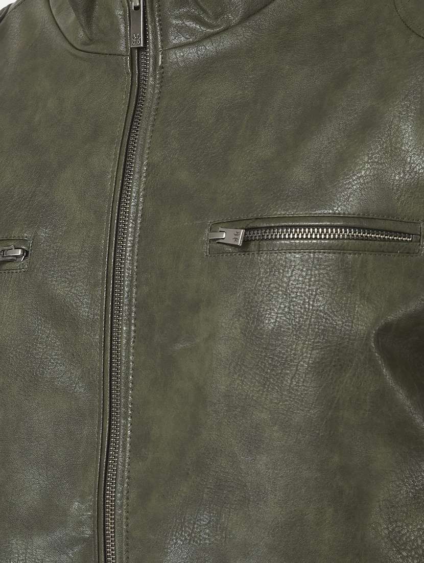 olive pu casual jacket - 21277359 - Standard Image - 5