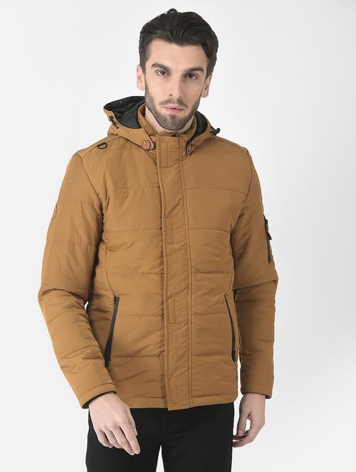 khaki polyester casual jacket - 21277378 - Standard Image - 0