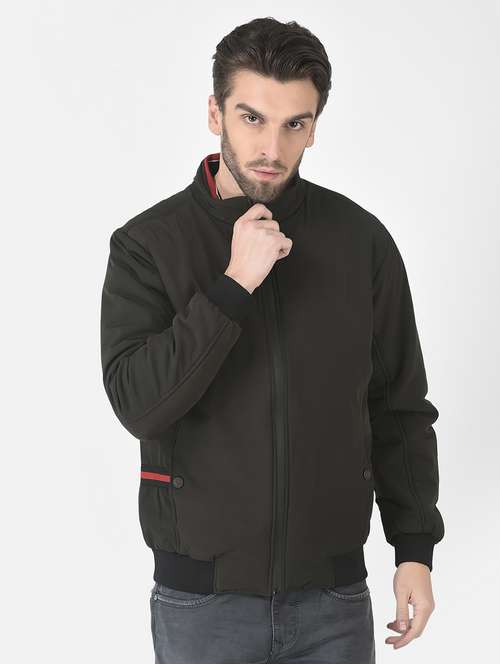 olive polyester bomber jacket - 21277385 - Standard Image - 0