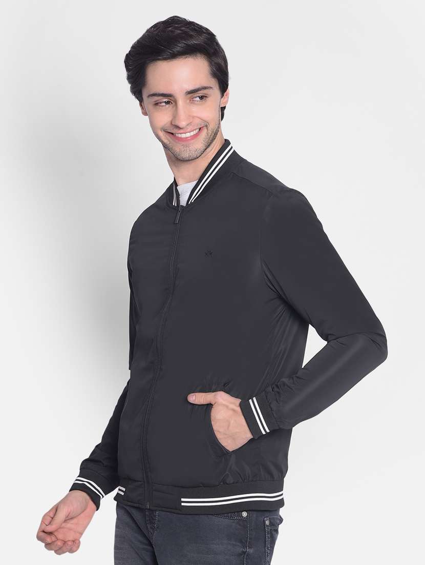 men black solids casual jacket