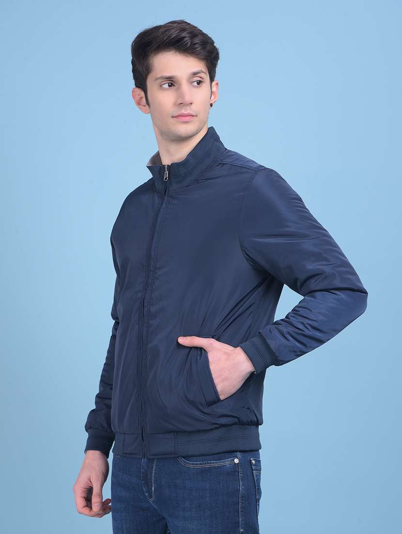 navy blue polyester casual jacket - 21277415 -  Standard Image - 3
