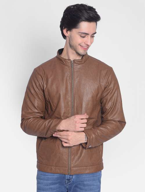men brown solids casual jacket - 21277416 -  Standard Image - 0