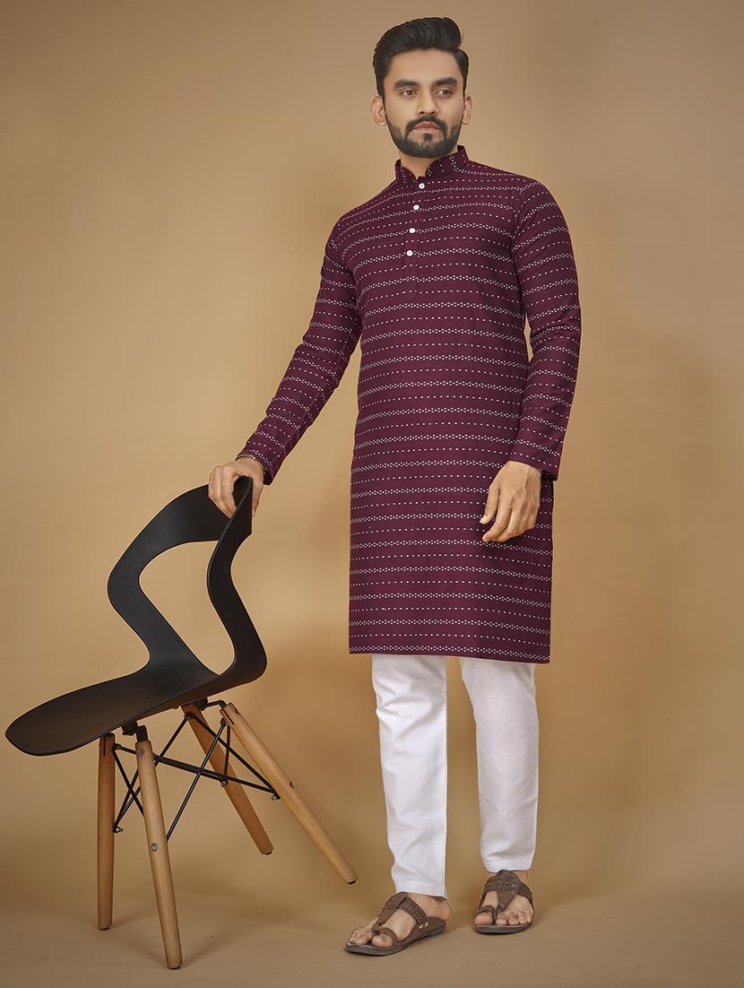 men long sleeve printed long kurta - 21277553 - Zoom Image - 0