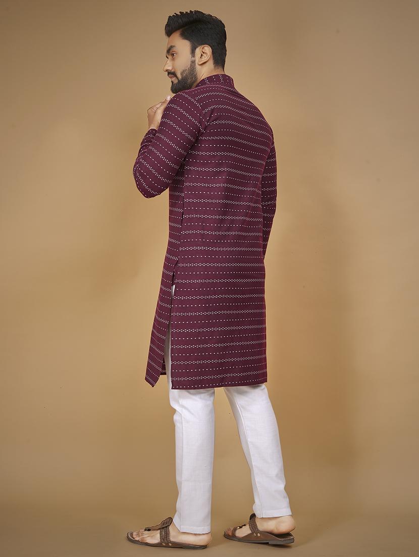 men long sleeve printed long kurta - 21277553 - Standard Image - 3