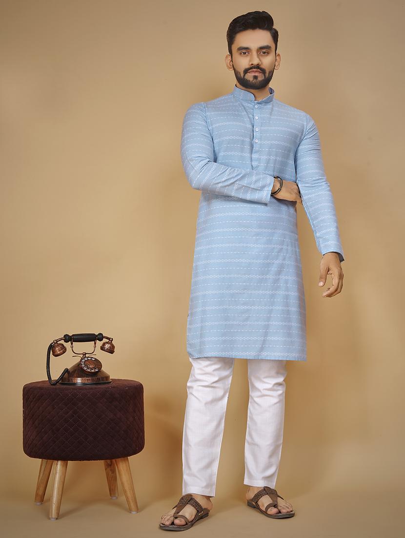 men long sleeve printed long kurta - 21277554 - Standard Image - 3