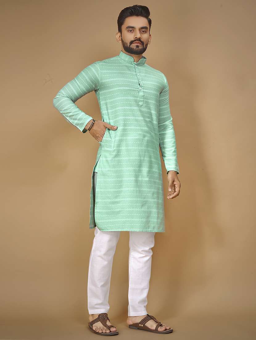 men long sleeve printed long kurta