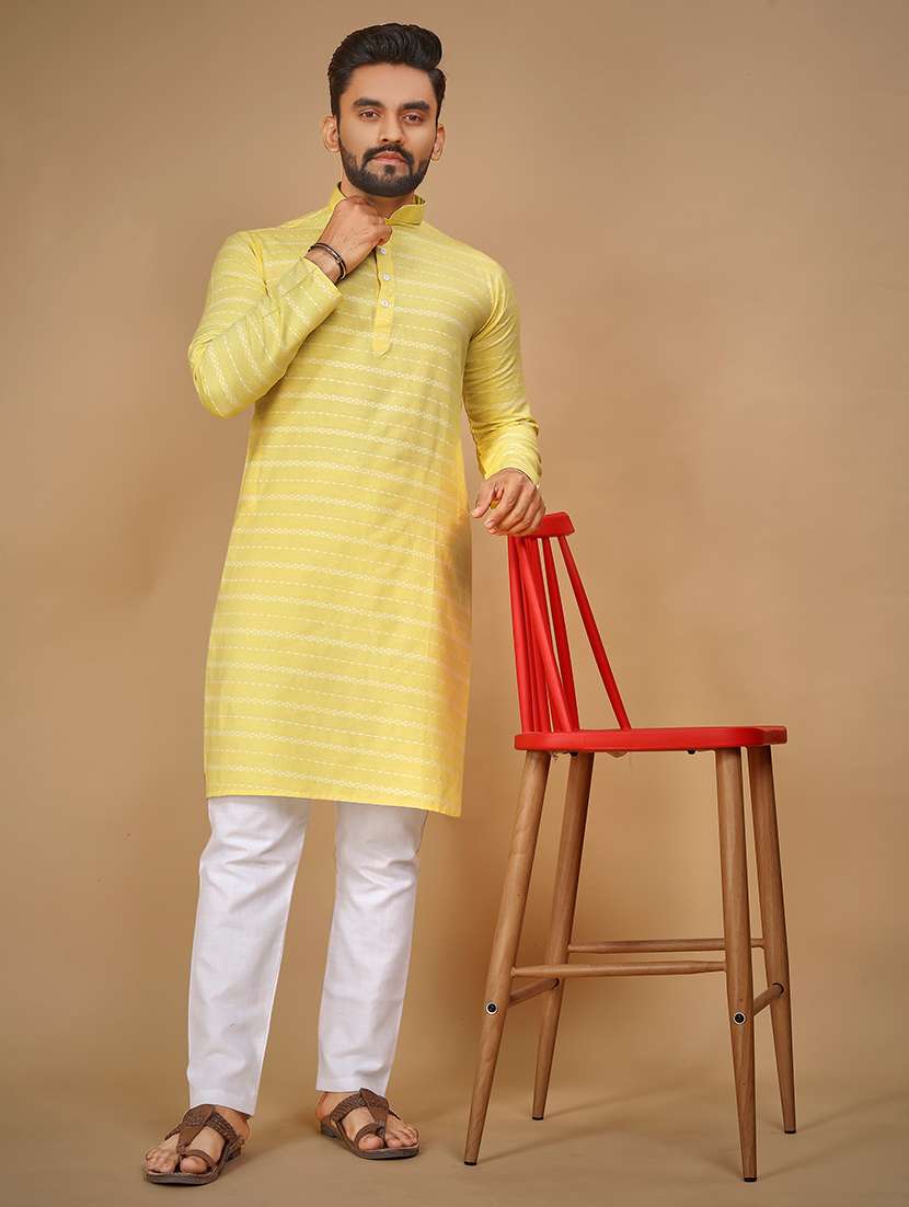 men long sleeve printed long kurta - 21277560 -  Standard Image - 3