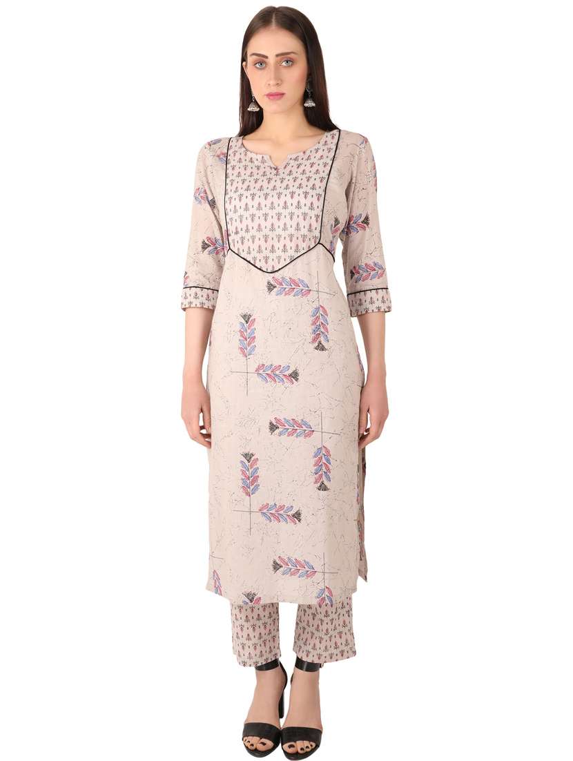 women three quarter sleeve kurta pant set - 21277610 -  Zoom Image - 0