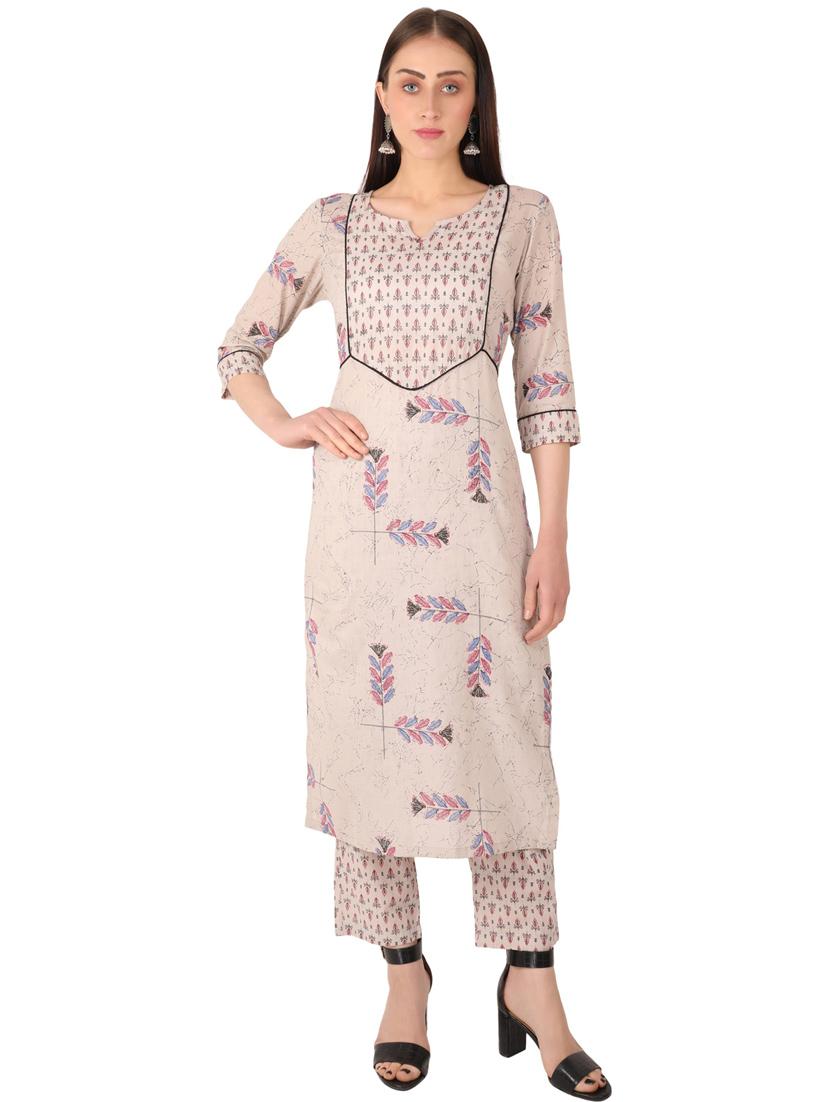 women three quarter sleeve kurta pant set - 21277610 - Standard Image - 3
