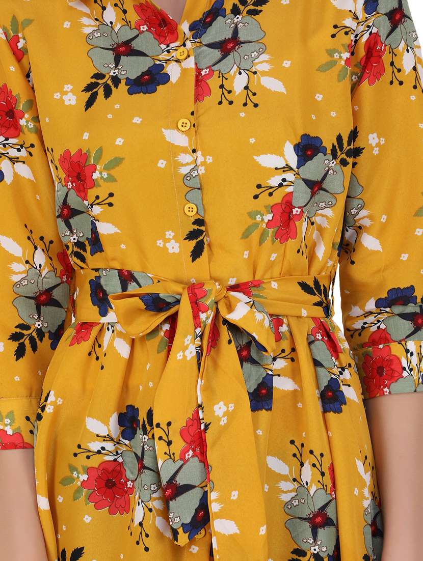 yellow crepe high low dress - 21277821 - Standard Image - 5