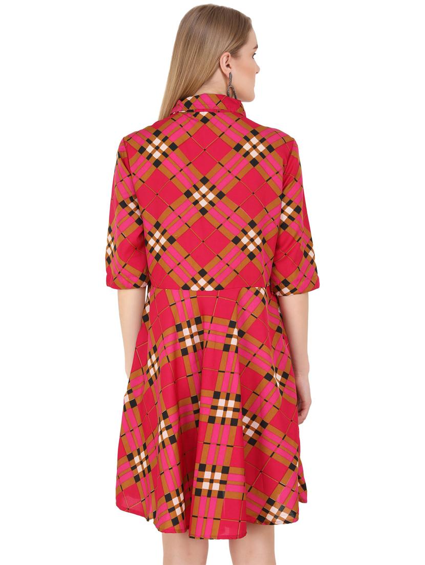 pink crepe fit & flare dress - 21277835 - Standard Image - 3