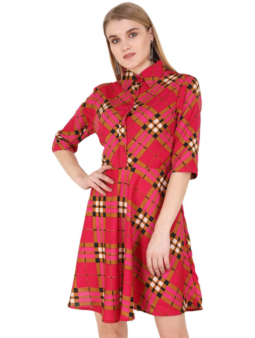red crepe fit & flare dress - 21277836 -  Zoom Image - 0