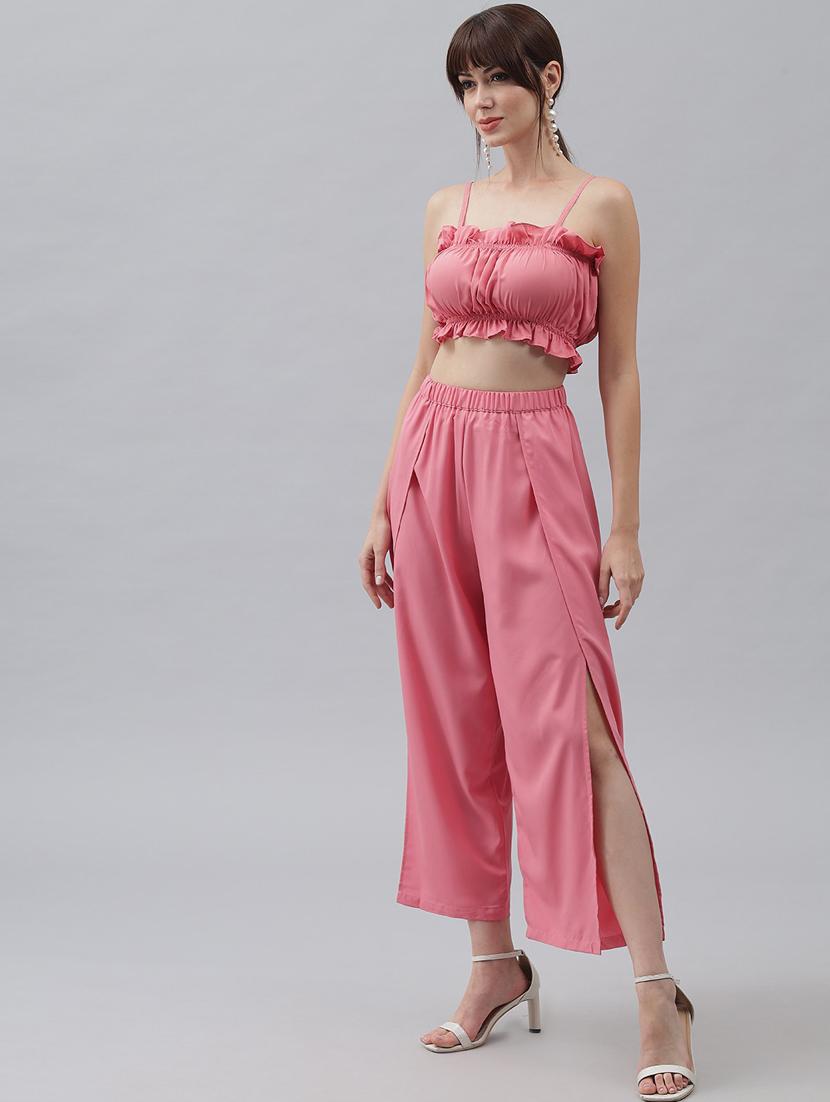 pink polyester top & trouser co-ord set - 21277872 - Standard Image - 3