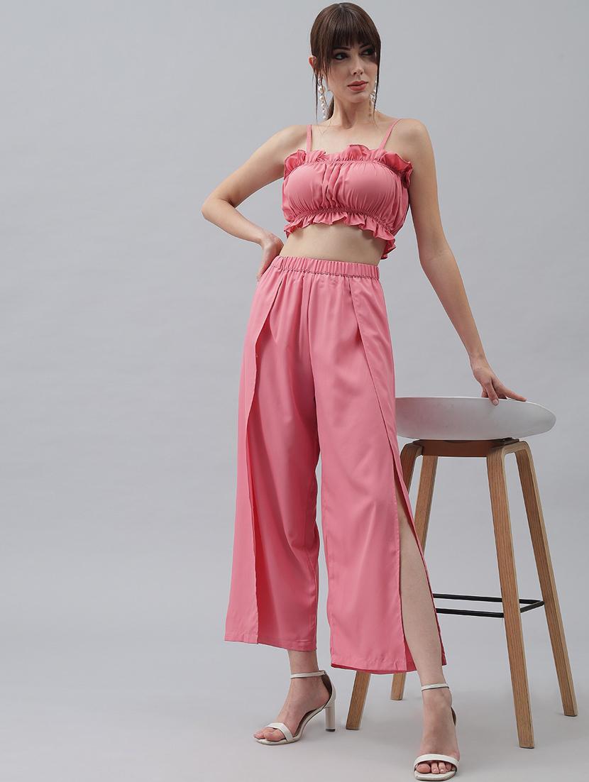 pink polyester top & trouser co-ord set - 21277872 - Standard Image - 5