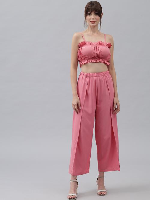 pink polyester top & trouser co-ord set - 21277873 -  Standard Image - 0
