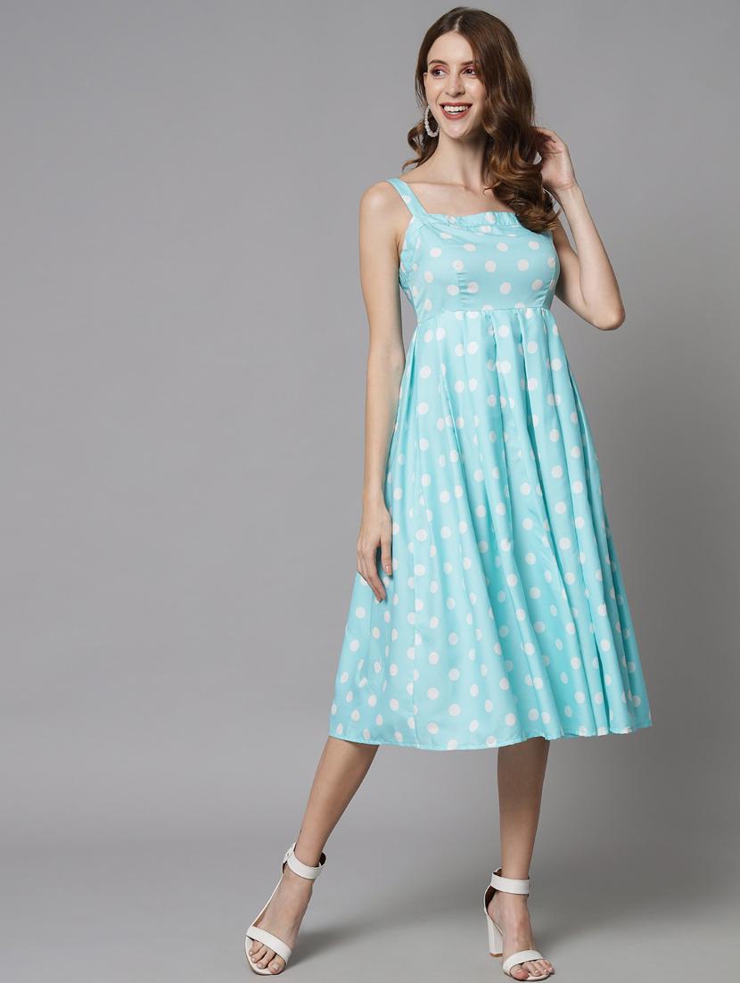 light blue polyester fit & flare dress - 21277888 - Zoom Image - 0