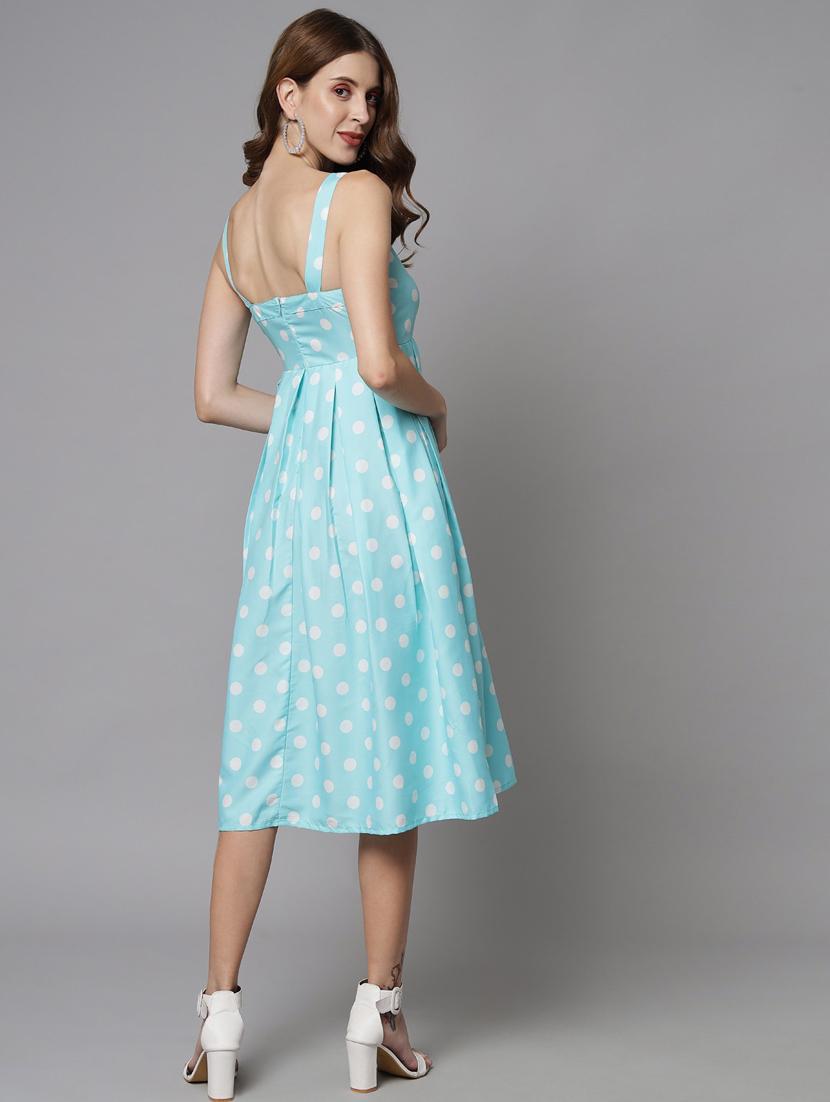 light blue polyester fit & flare dress - 21277888 - Standard Image - 3