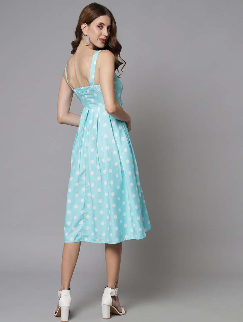 light blue polyester fit & flare dress - 21277889 - Standard Image - 3
