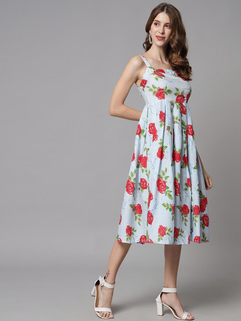light blue polyester fit & flare dress - 21277890 - Standard Image - 3