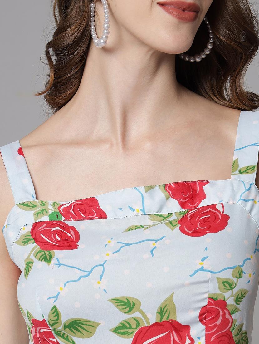 light blue polyester fit & flare dress - 21277890 - Standard Image - 5