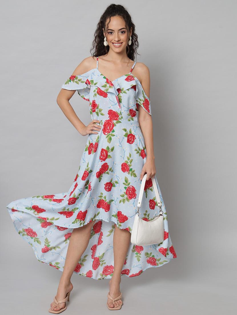 light blue crepe high low dress - 21277922 - Zoom Image - 0