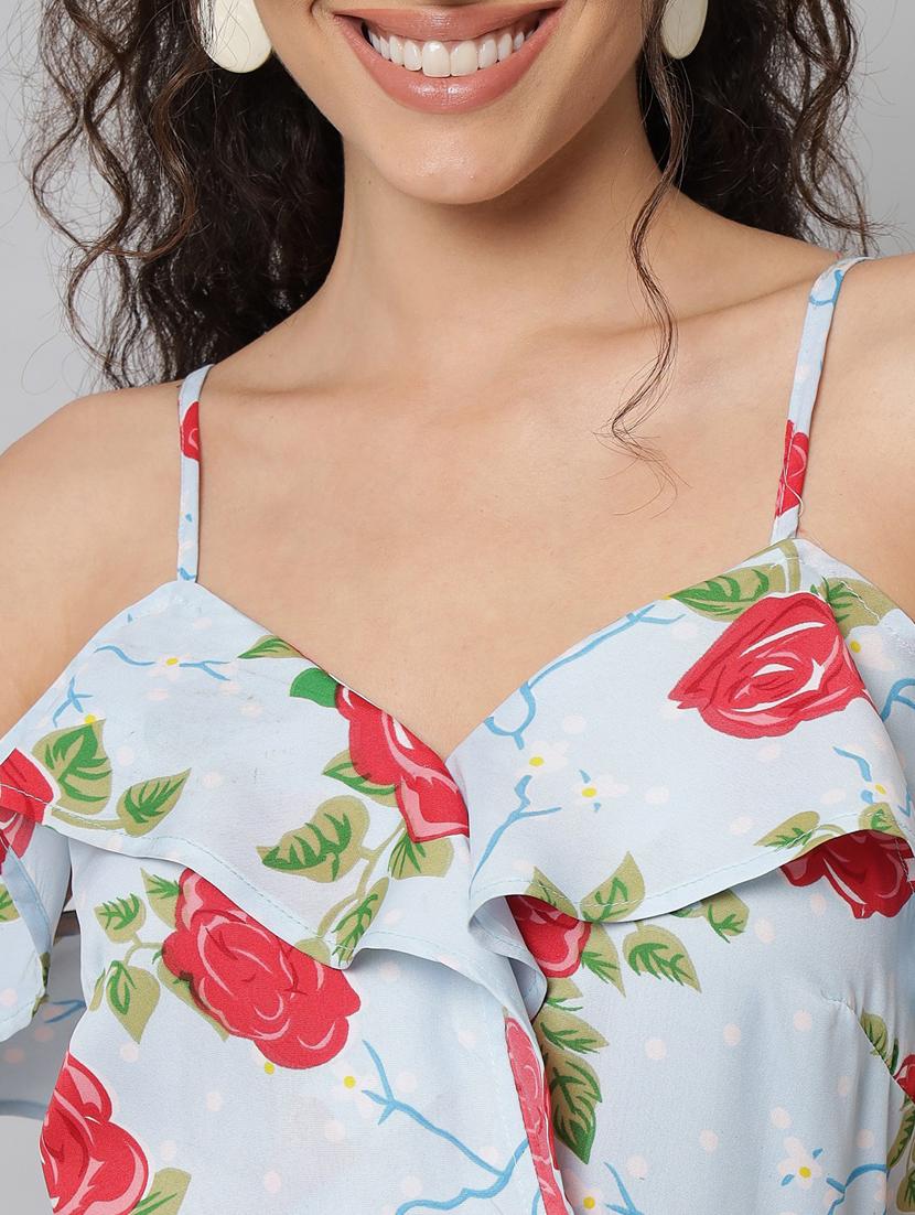 multi colored crepe high low dress - 21277923 - Standard Image - 5
