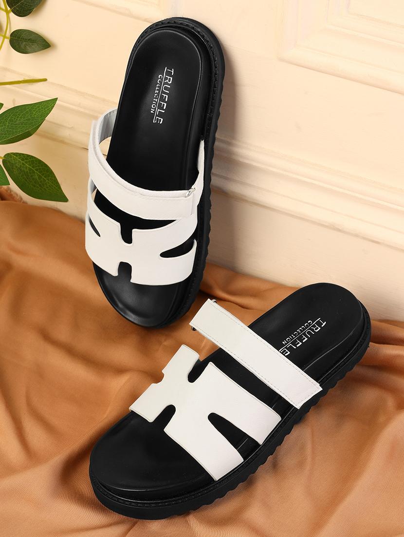 white pu slides flip flops - 21278261 - Zoom Image - 0
