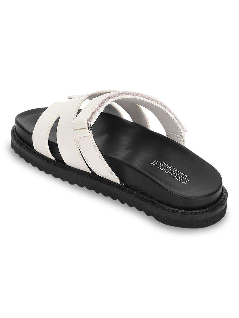 white pu slides flip flops - 21278261 - Standard Image - 3