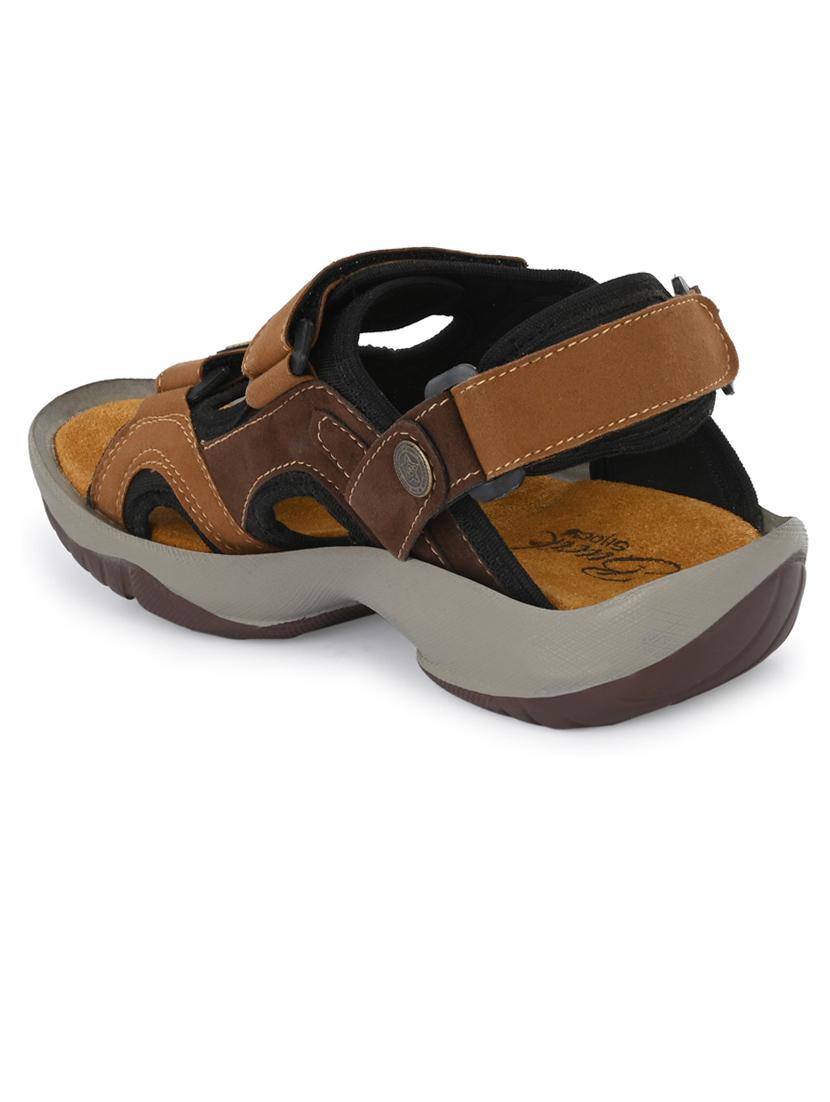 men brown back strap floaters - 21278367 - Standard Image - 3